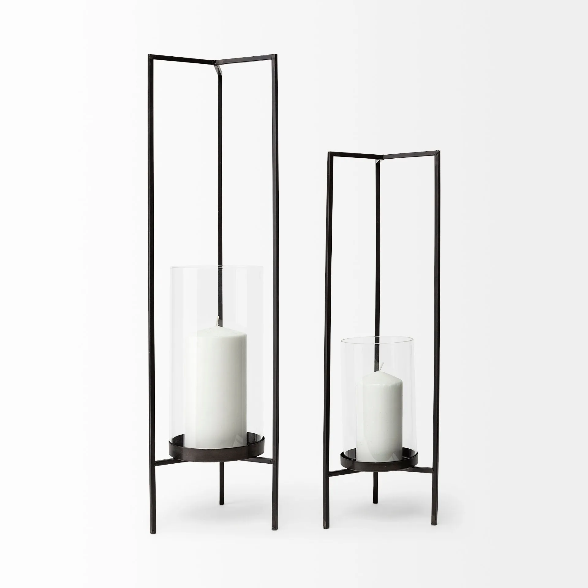 Abigail Large Gunmetal Gray Metal Candle Holder - Modern Design, Pre-Assembled, 29.7" Tall Elegance