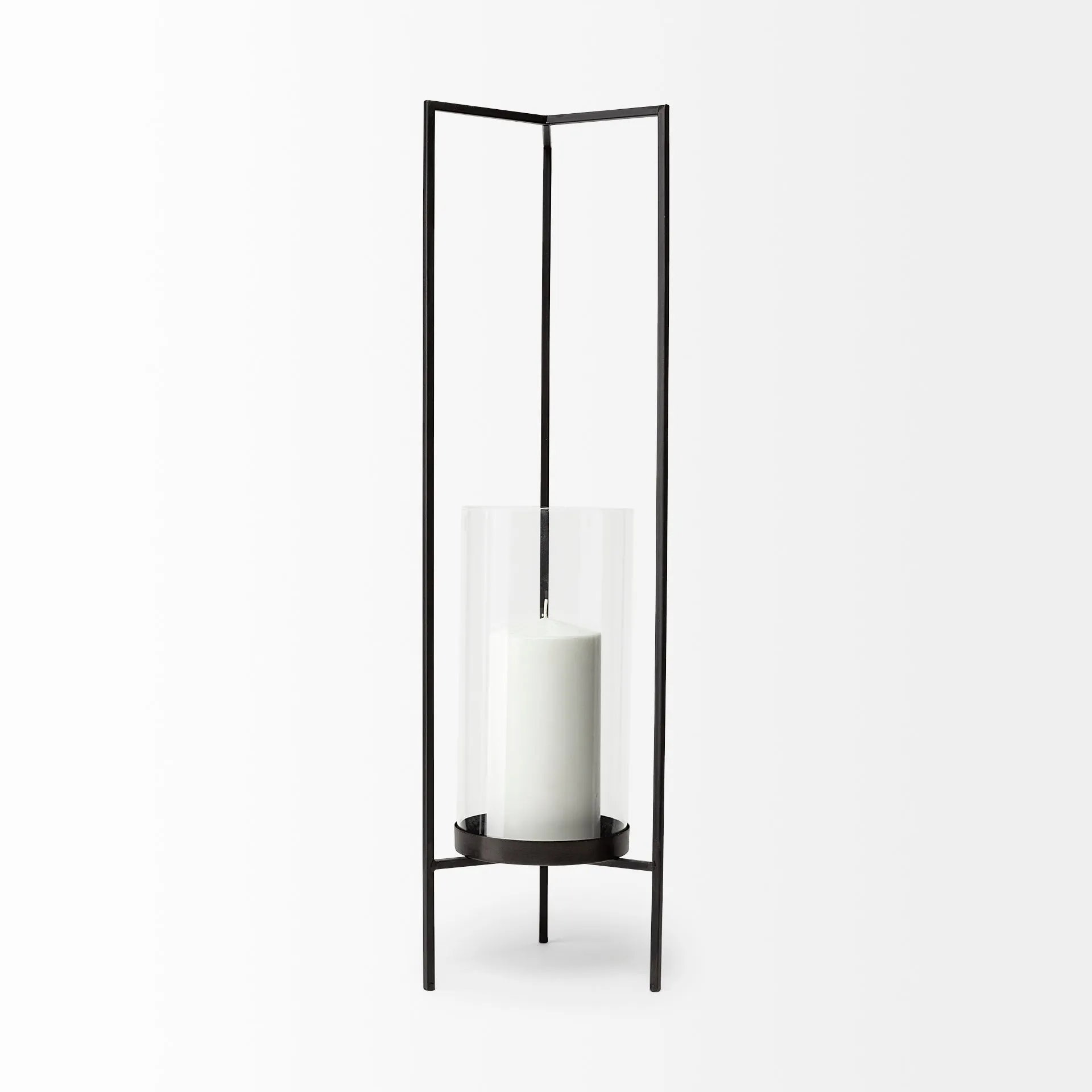 Abigail Large Gunmetal Gray Metal Candle Holder - Modern Design, Pre-Assembled, 29.7" Tall Elegance