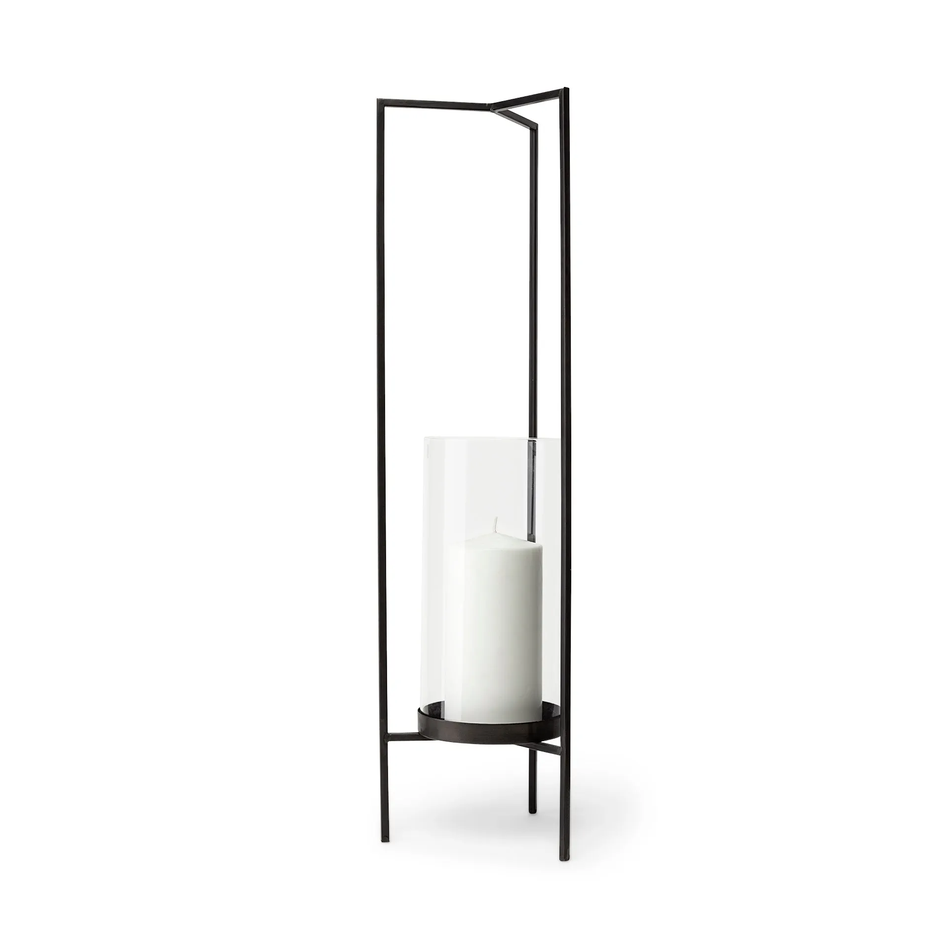 Abigail Large Gunmetal Gray Metal Candle Holder - Modern Design, Pre-Assembled, 29.7" Tall Elegance