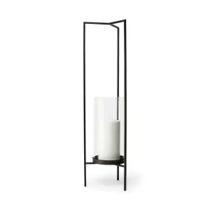 Abigail Large Gunmetal Gray Metal Candle Holder - Modern Design, Pre-Assembled, 29.7" Tall Elegance