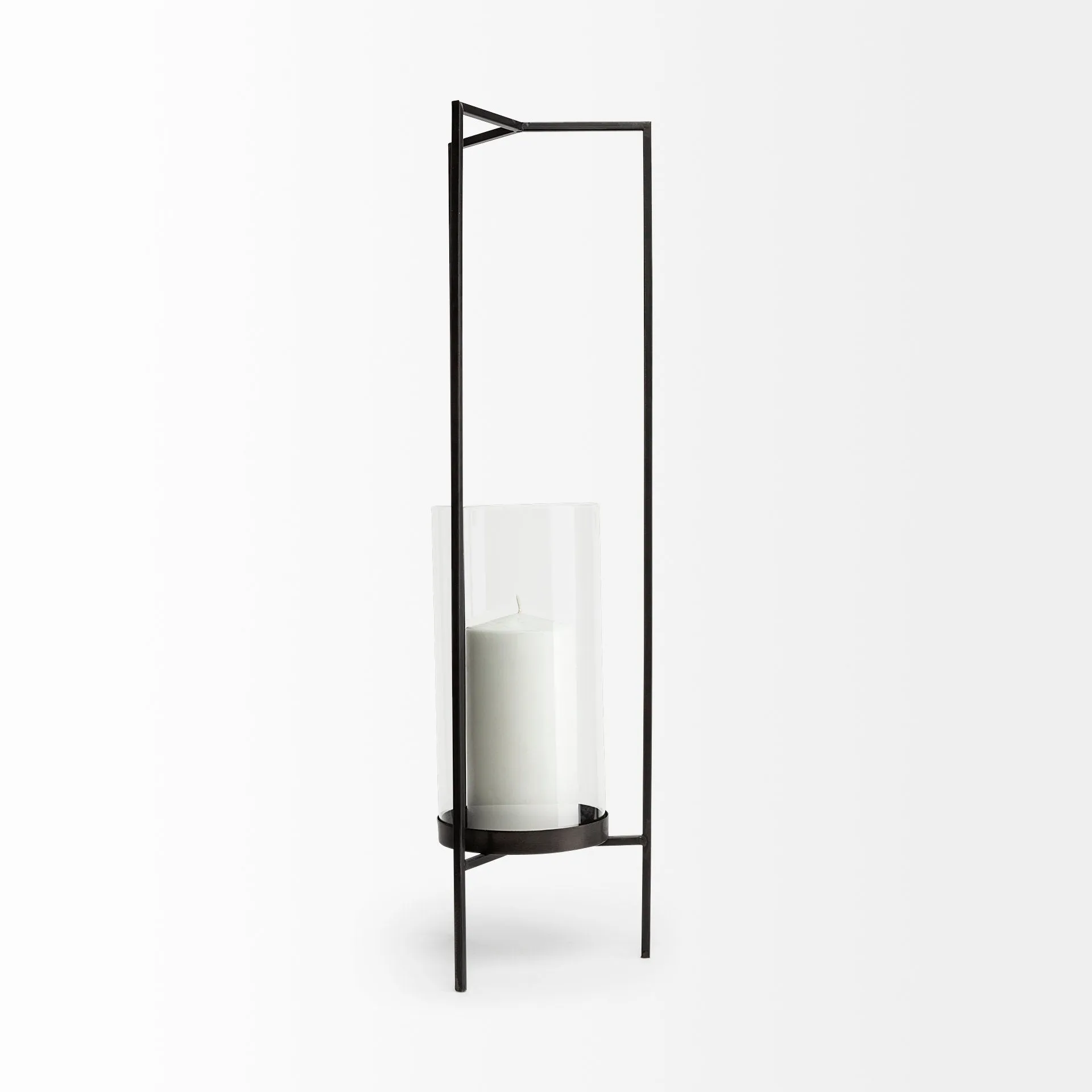 Abigail Large Gunmetal Gray Metal Candle Holder - Modern Design, Pre-Assembled, 29.7" Tall Elegance