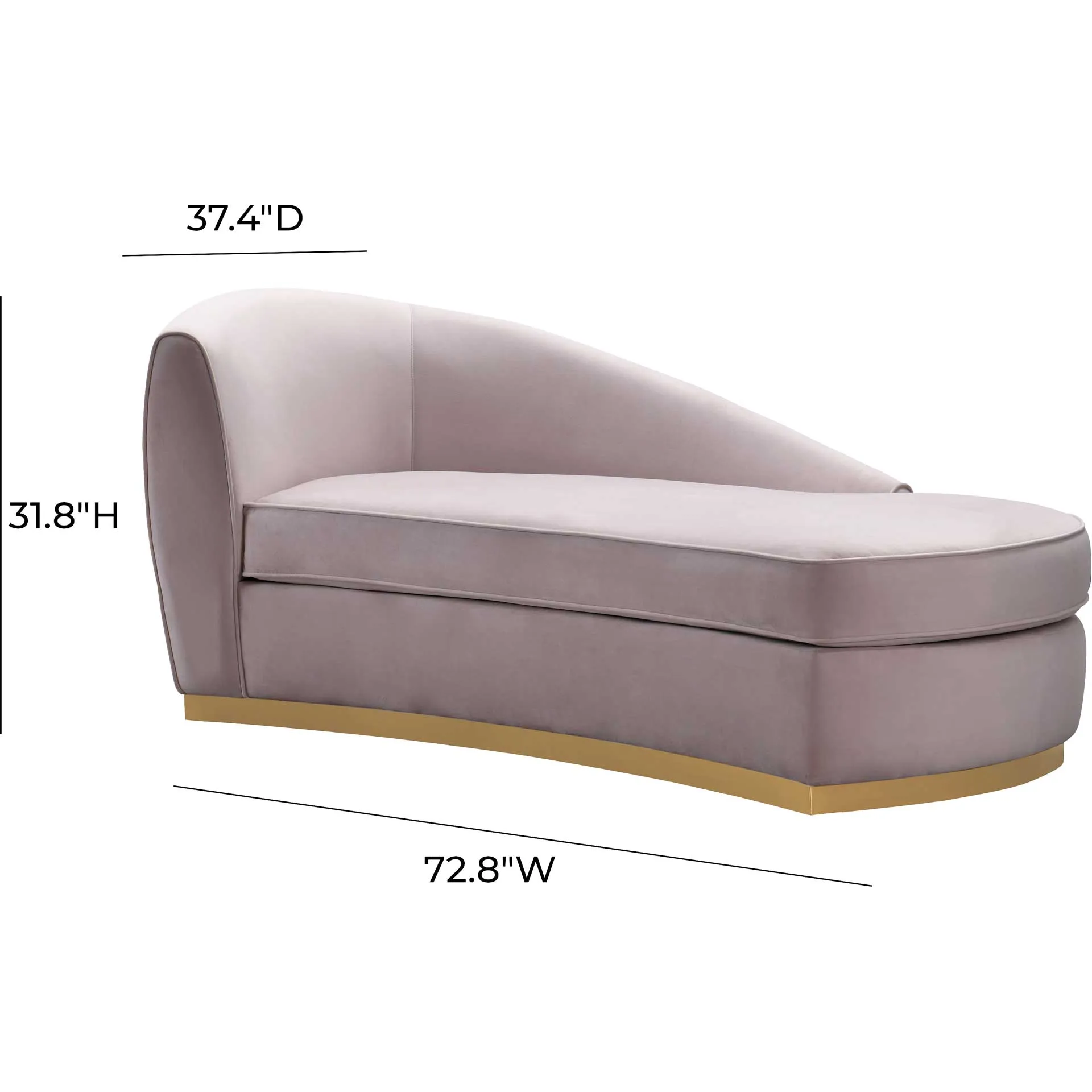 Adam Velvet Chaise Blush