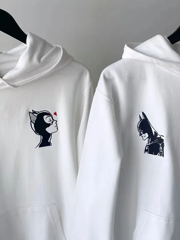 Batman And Catwoman Embroidered Hoodie