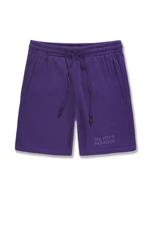 Big Men's Retro Paradise Tonal Shorts (Purple)