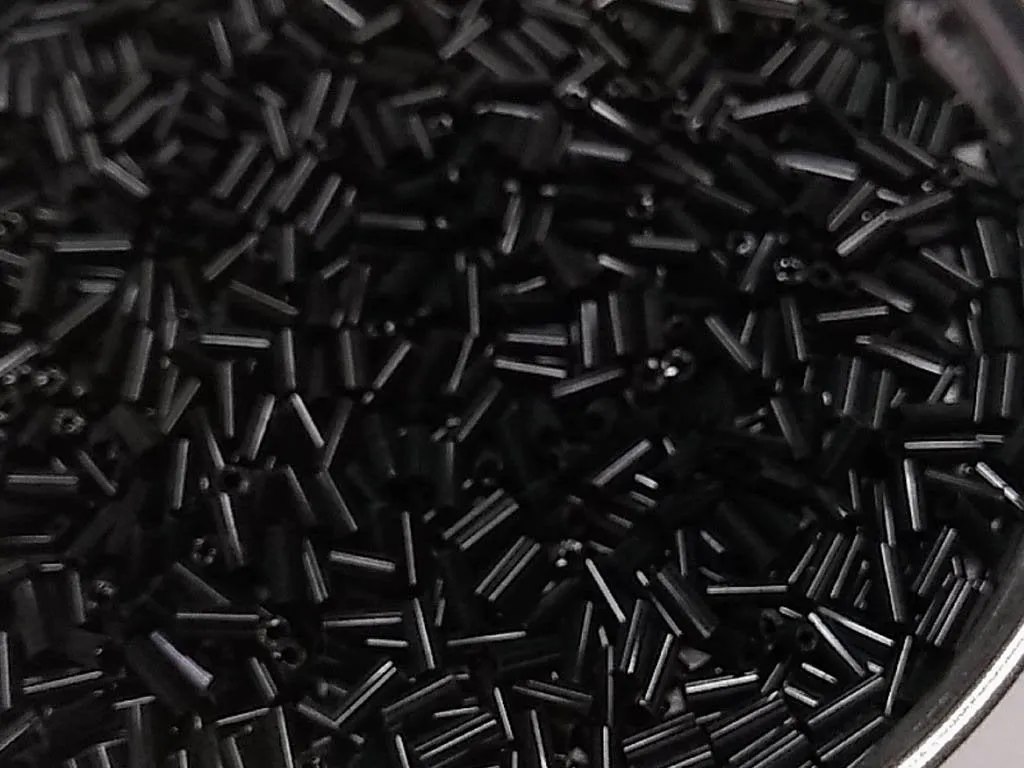 Black Opaque Pipe / Bugle Glass Seed Beads (Wholesale)