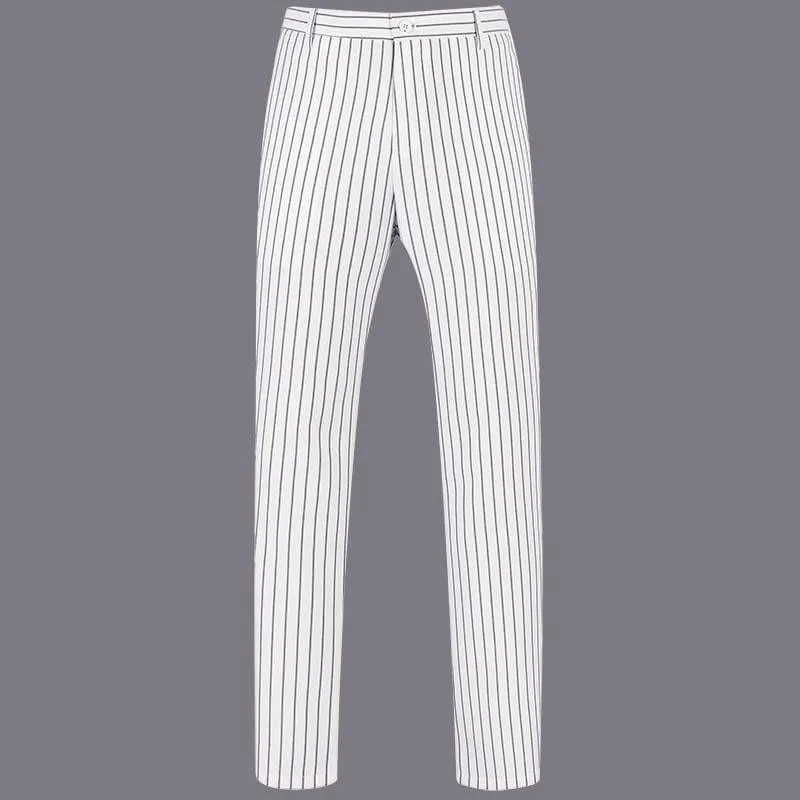 Black White Stripes Men 3 Pieces Men's Suits.