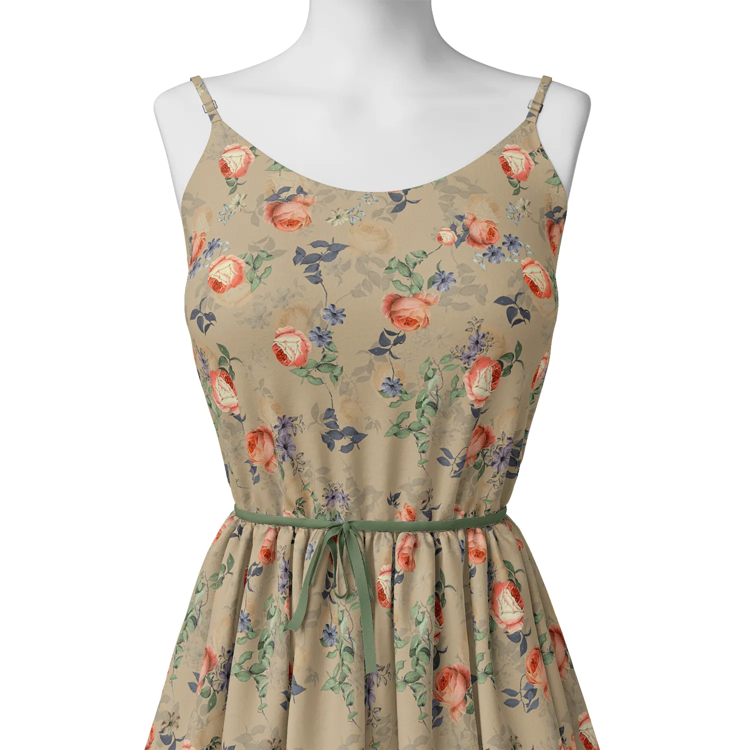 Blooming Orange Roses With Purple Floral Digital Printed Fabric - Japan Satin