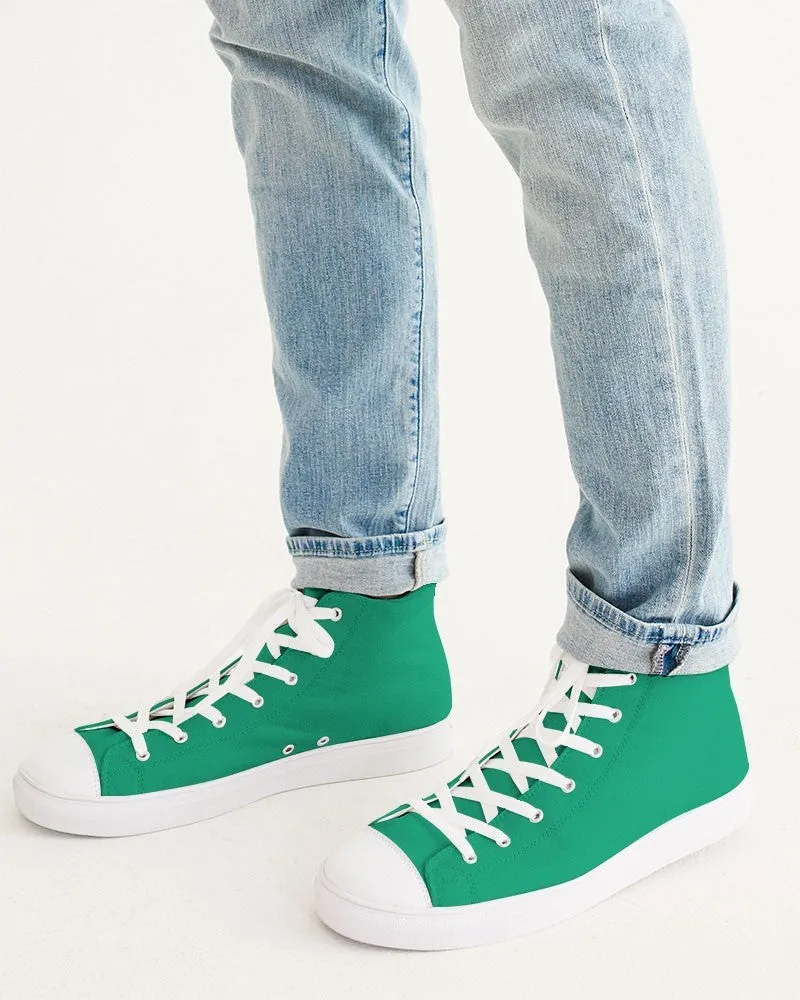 Bright Cool Green Men's High-top Canvas Sneakers | Men's | Bright Pure Cool Green | C100M0Y75K0