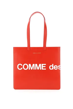 COMME DES GARCONS WALLET leather tote bag with logo