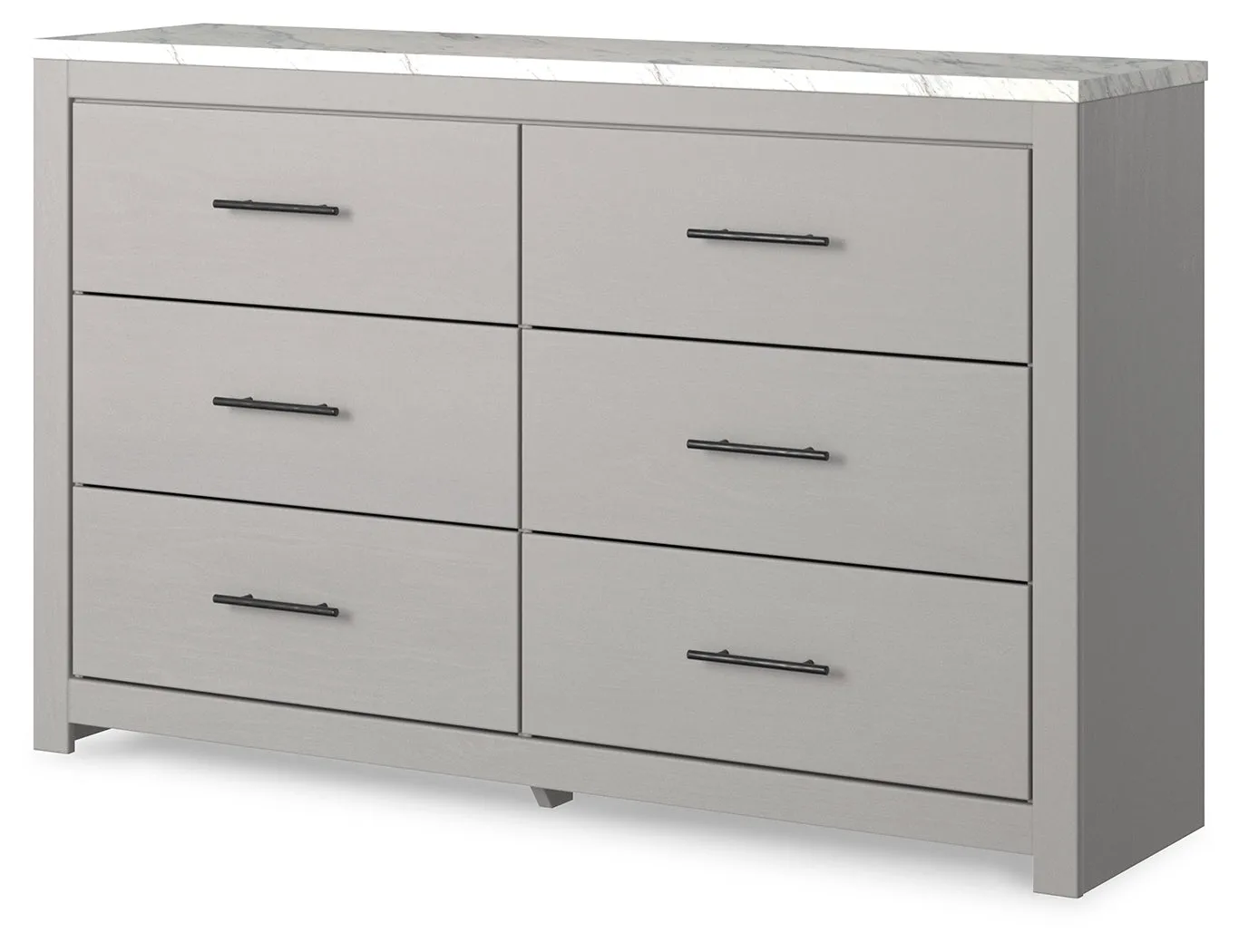 Cottonburg King Panel Bed with Dresser and 2 Nightstands in Light Gray/White
