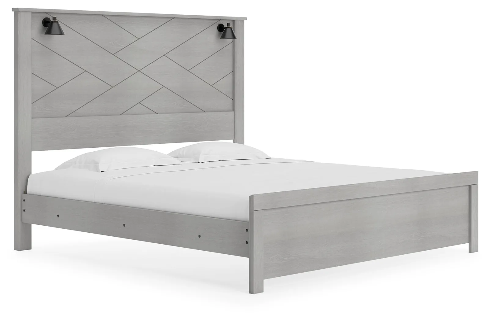 Cottonburg King Panel Bed with Dresser and 2 Nightstands in Light Gray/White