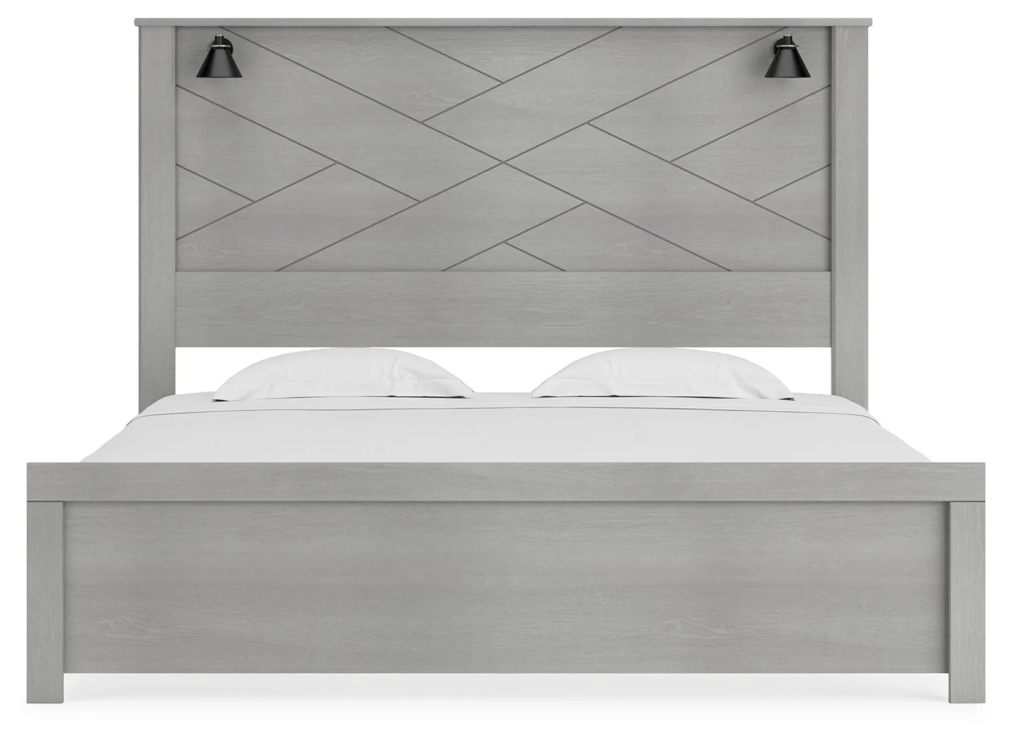 Cottonburg King Panel Bed with Dresser and 2 Nightstands in Light Gray/White