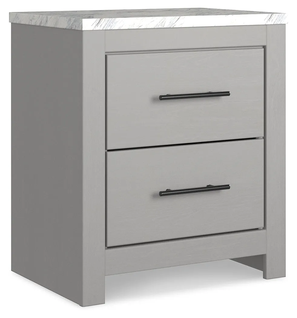 Cottonburg King Panel Bed with Dresser and 2 Nightstands in Light Gray/White