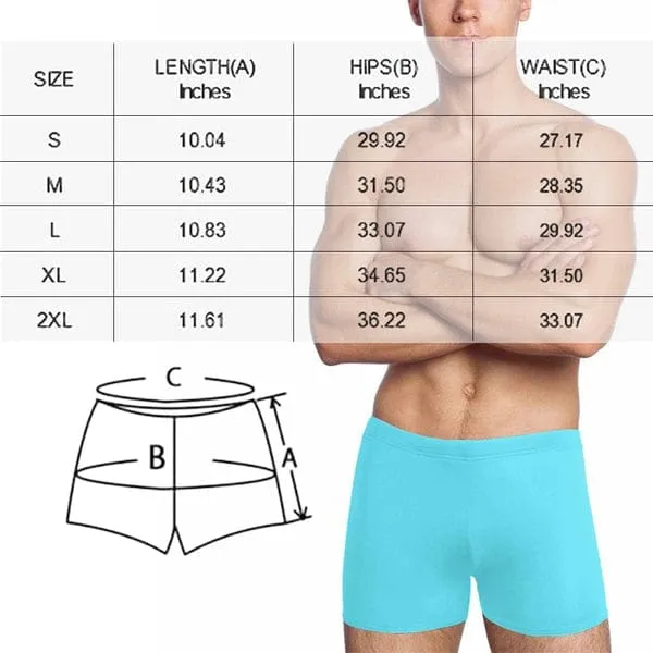 Custom Face & Name Black Men's Athletic Swim Jammers Quick Dry Waterproof Compression Square Leg Swim Briefs Swimsuit