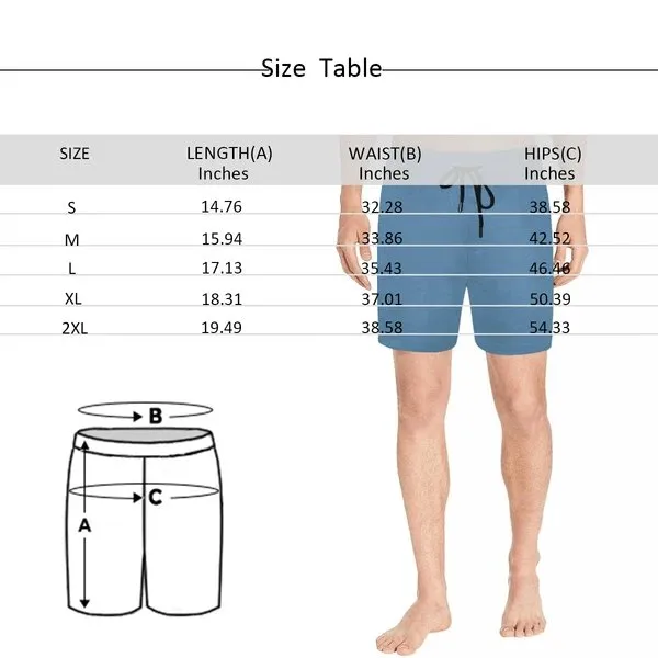 Custom Face Drawstring Swim Trunks with Face & Logo Square Creative Men's Quick Dry Swim Shorts