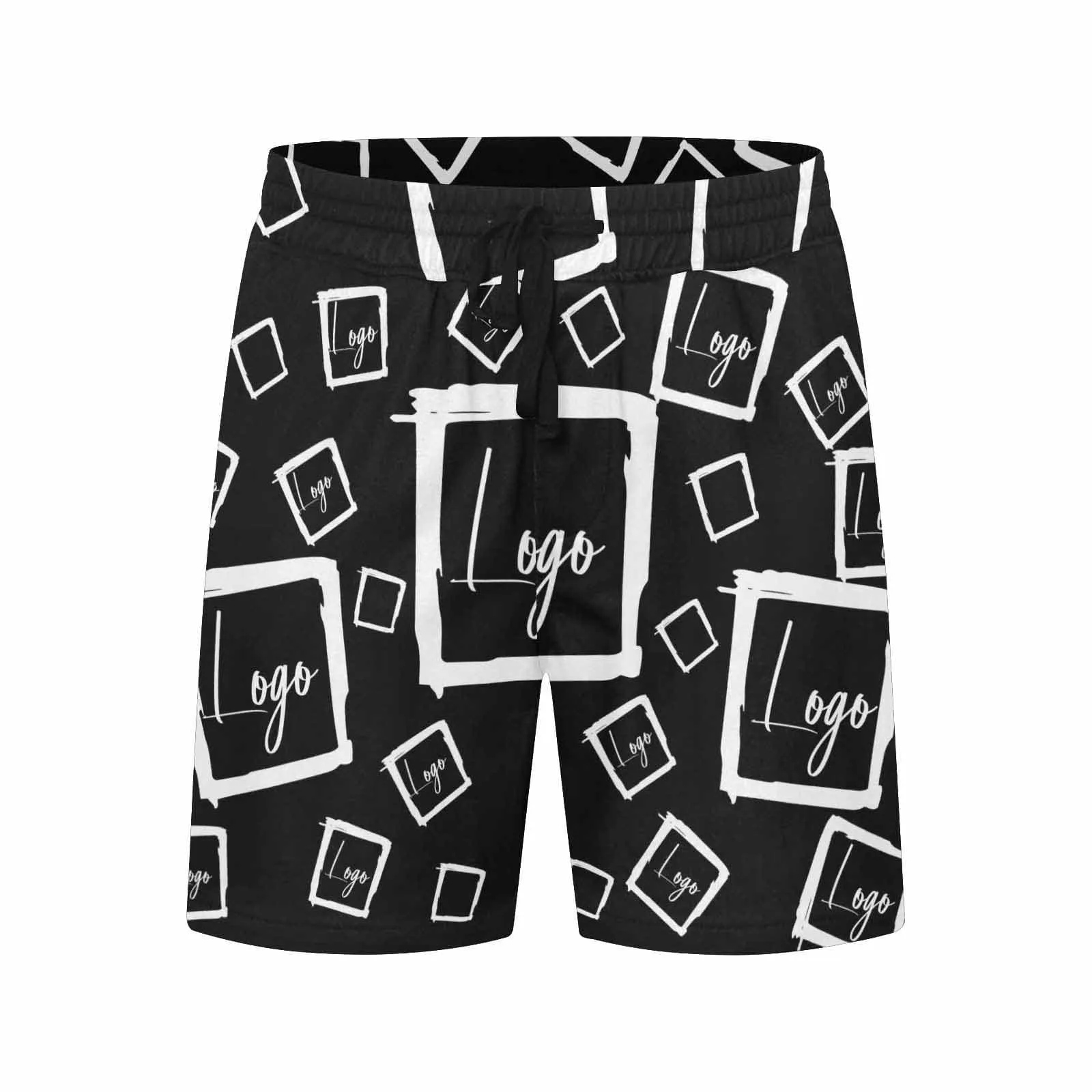 Custom Face Drawstring Swim Trunks with Face & Logo Square Creative Men's Quick Dry Swim Shorts