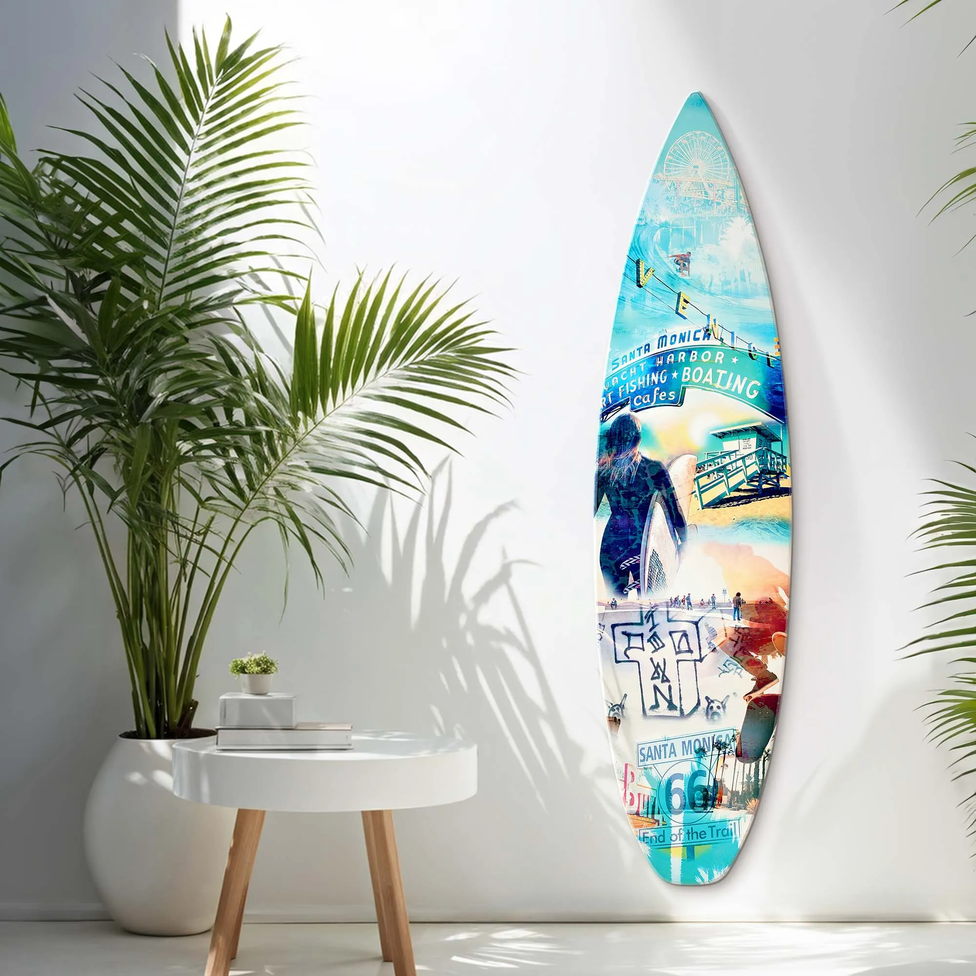 Dogtown Collage Surfboard Plaque Wall Sign