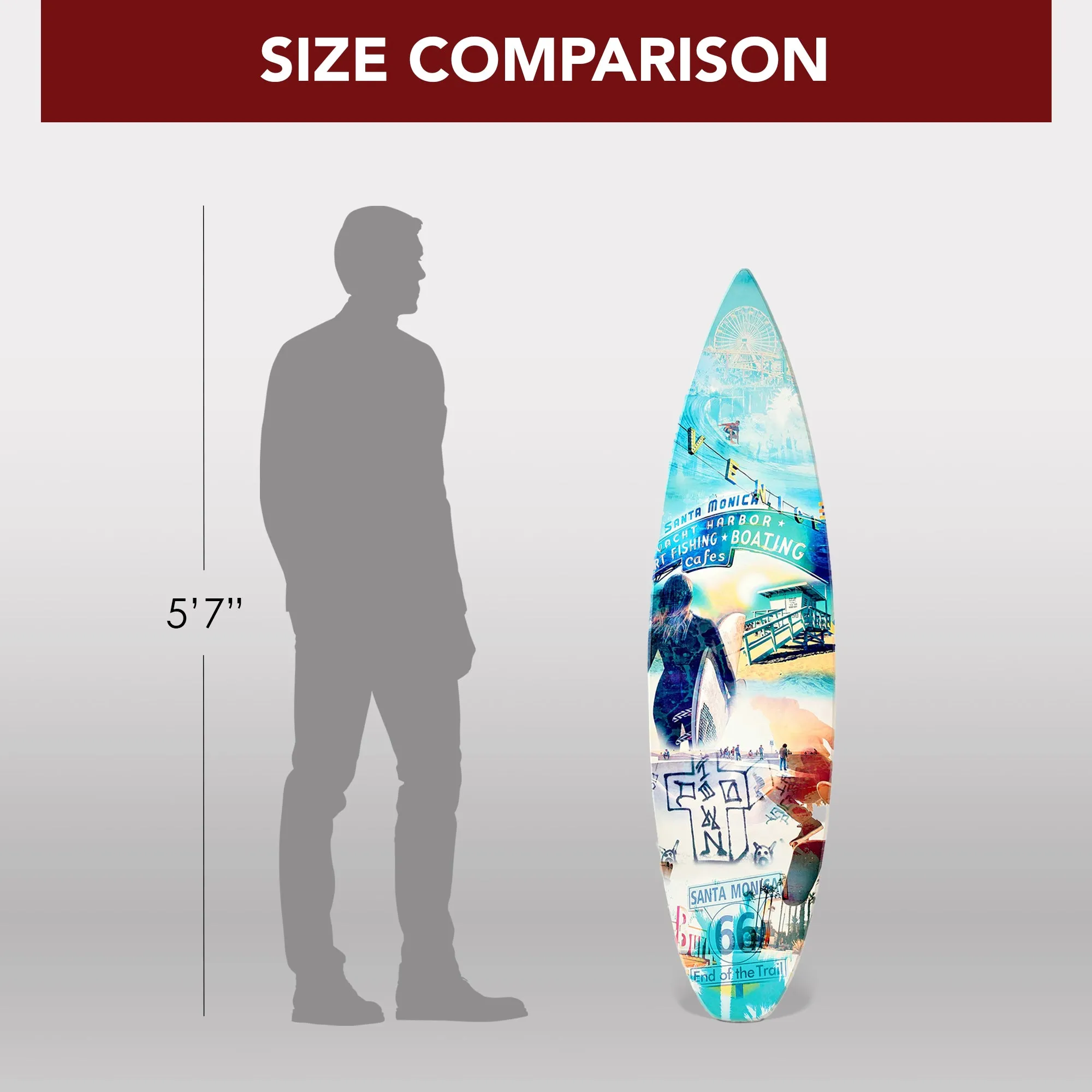 Dogtown Collage Surfboard Plaque Wall Sign