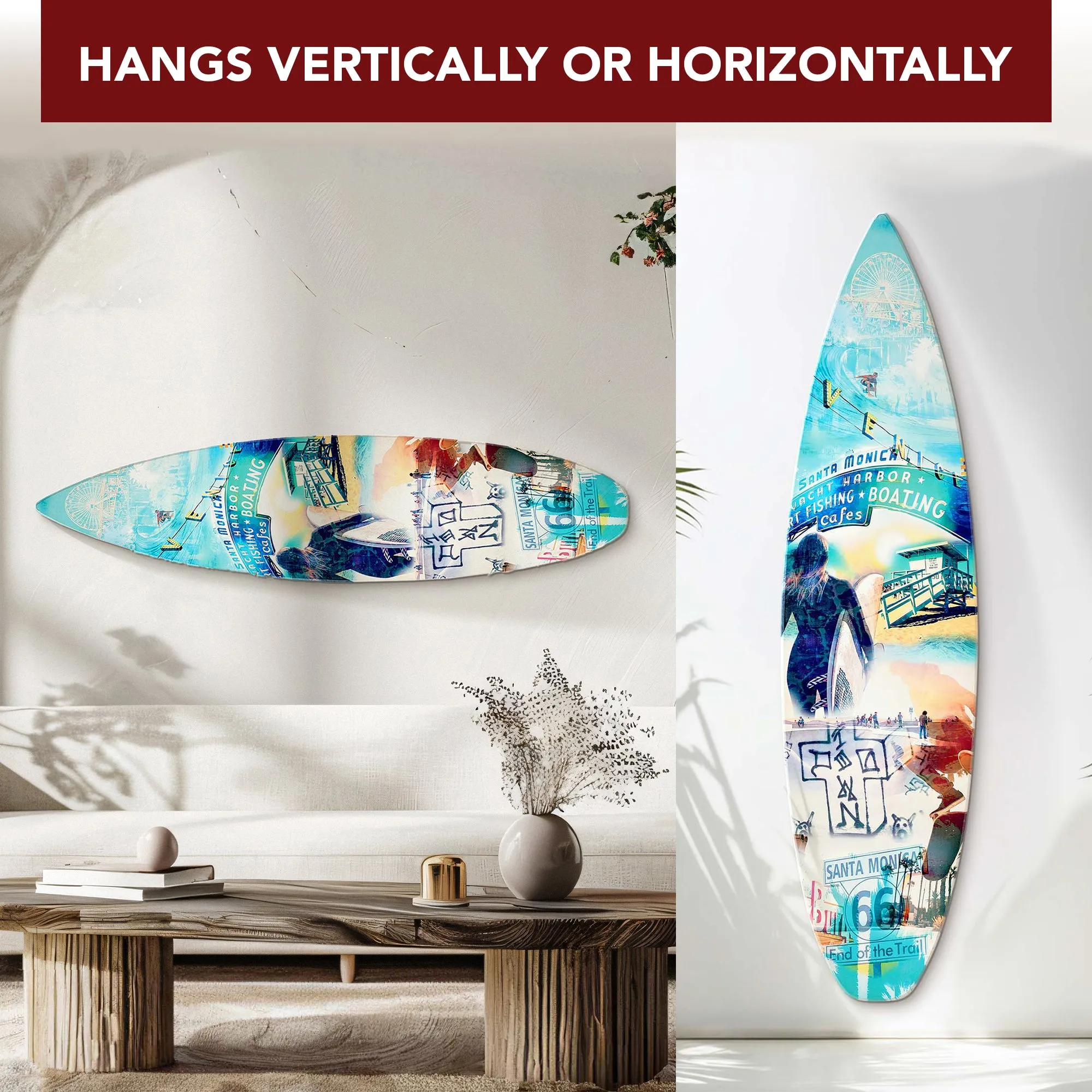 Dogtown Collage Surfboard Plaque Wall Sign