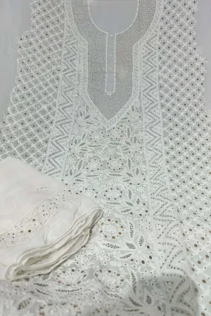 Elegant Hand Embroidered Georgette Unstitched  Suit: Dazzling Dyeable Chikankari Mukaish Work