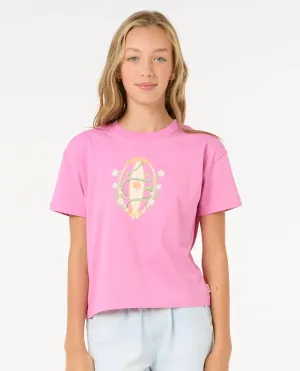 Girls Island Surf Crop T-Shirt in Pink
