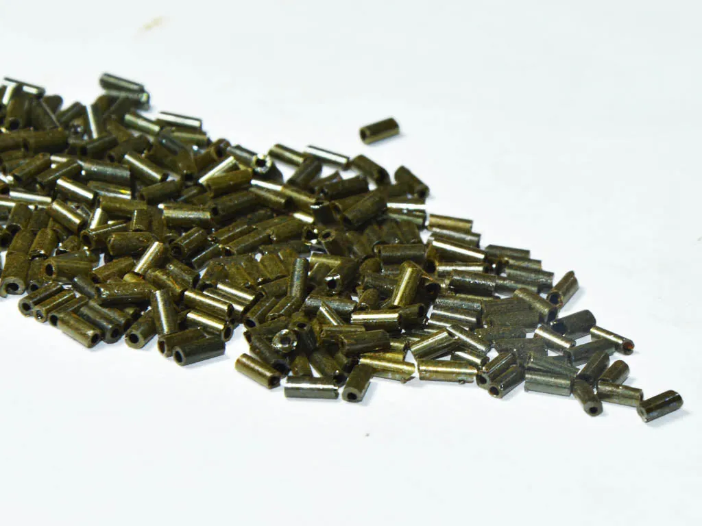 Golden Metallic Pipe / Bugle Glass Seed Beads (4.5 mm)