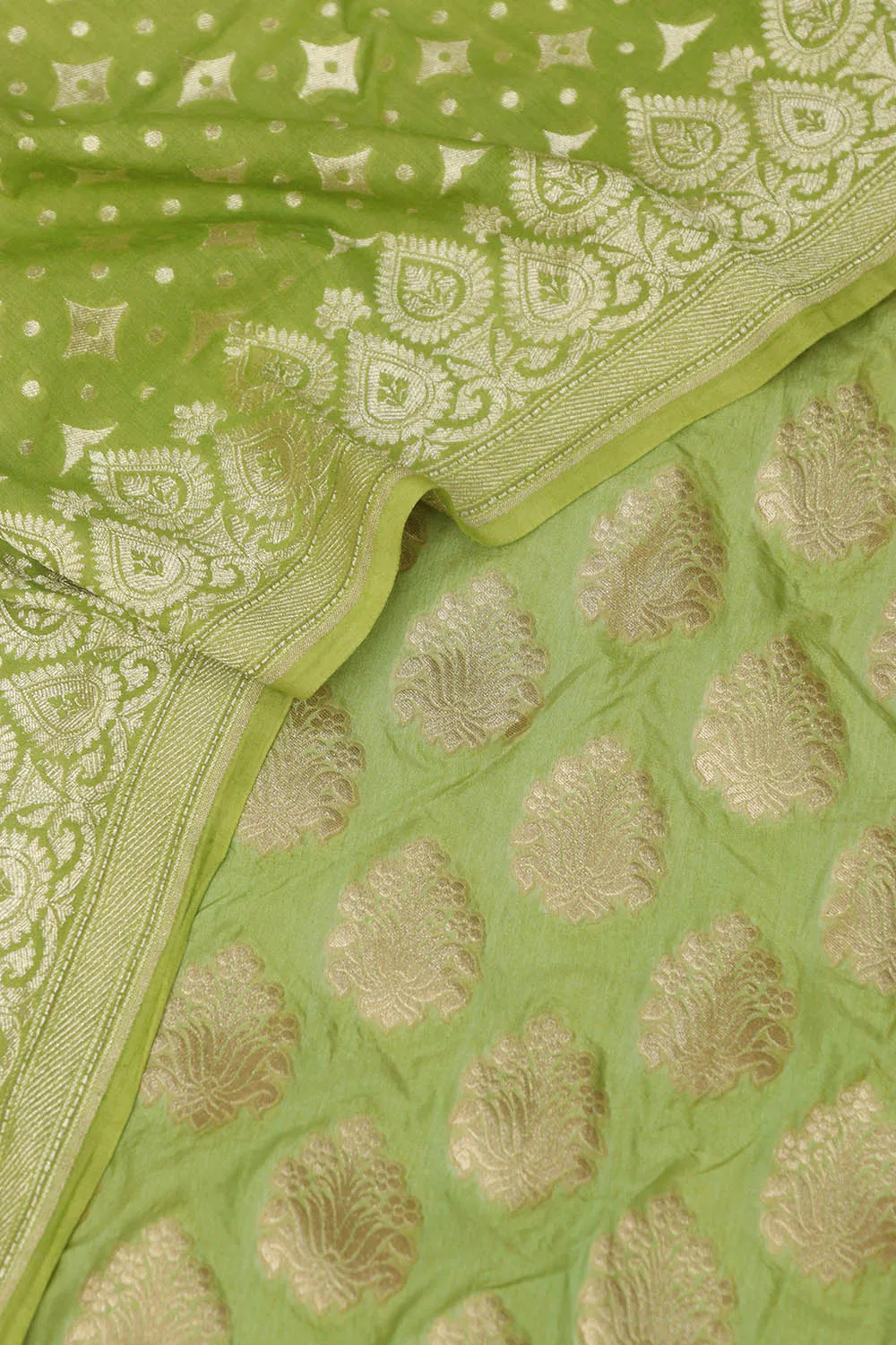 Green Banarasi Silk Suit With Green Banarasi Handloom Pure Moonga Silk Dupatta