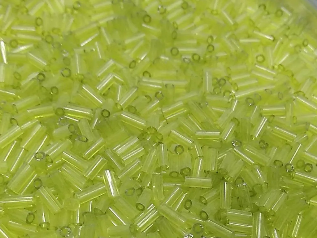 Light Transparent Green Pipe / Bugle Glass Seed Beads (Wholesale)