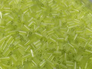 Light Transparent Green Pipe / Bugle Glass Seed Beads (Wholesale)