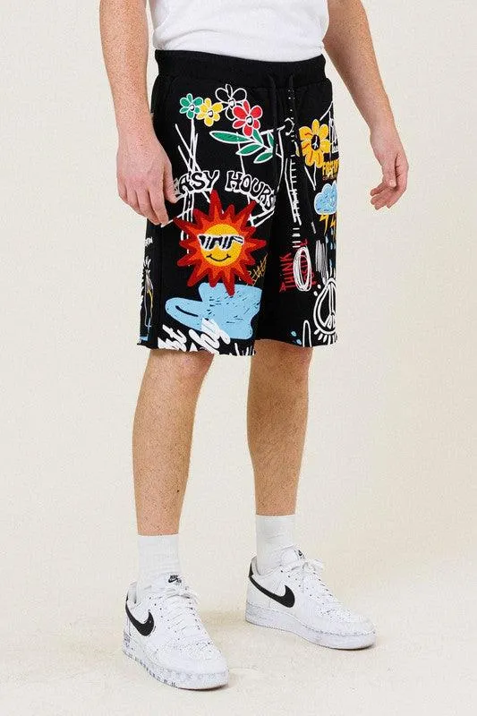 Mens Easy Hour Graphic Terry Shorts
