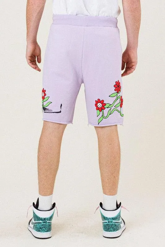 Mens Pink Earth Terry Shorts