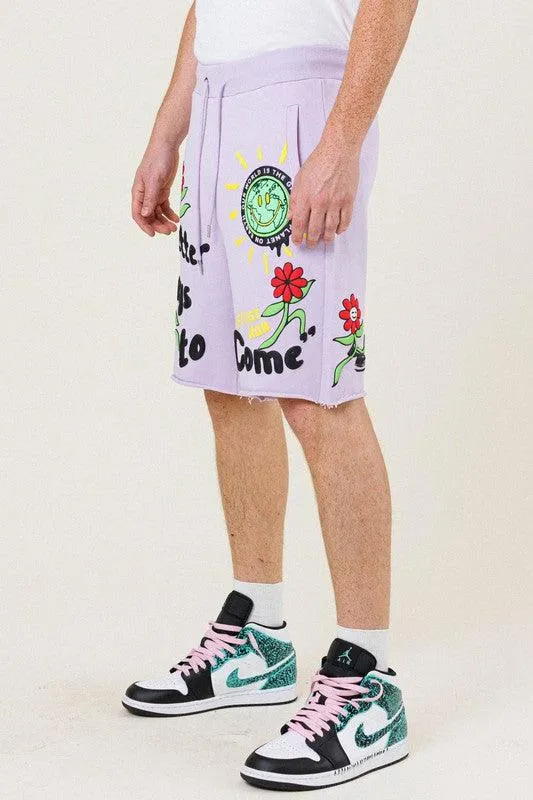 Mens Pink Earth Terry Shorts
