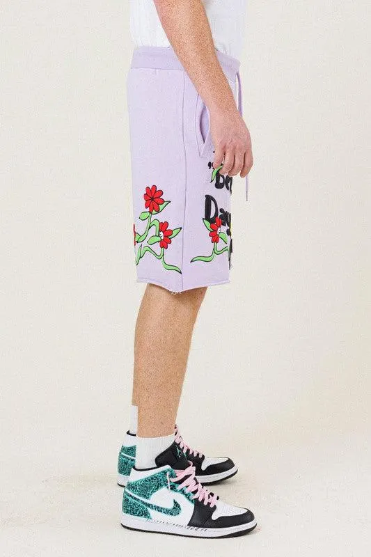 Mens Pink Earth Terry Shorts
