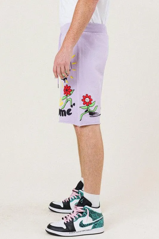 Mens Pink Earth Terry Shorts