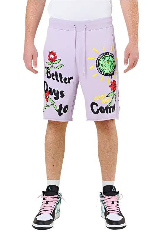 Mens Pink Earth Terry Shorts