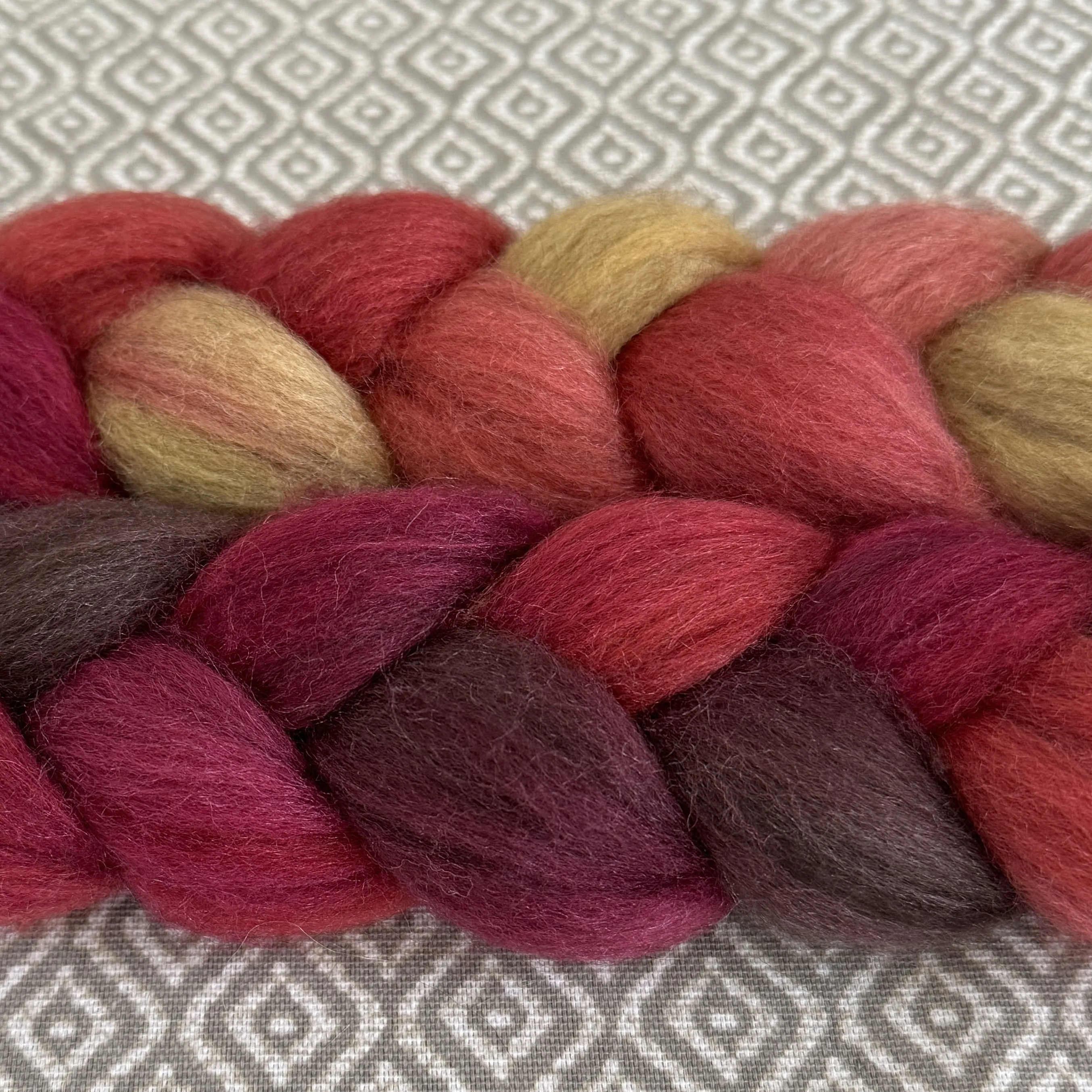 Merino Yak Silk Roving - OOAK - Embers