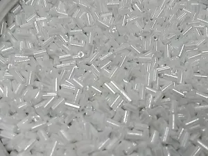 Milky White Lustre Pipe / Bugle Glass Seed Beads (Wholesale)