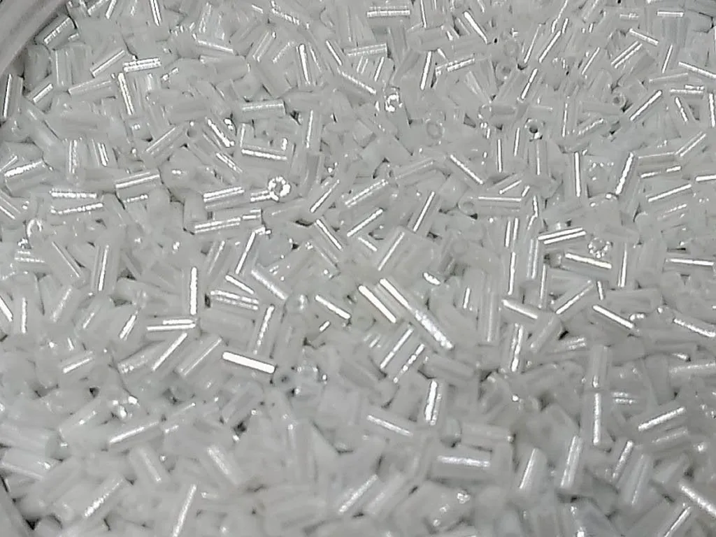 Milky White Lustre Pipe / Bugle Glass Seed Beads (Wholesale)