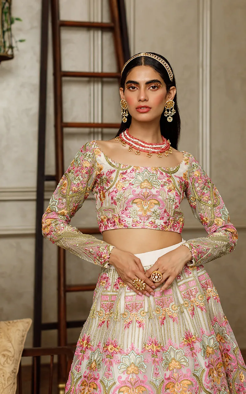 Organza Embroidered Blouse With Lehenga