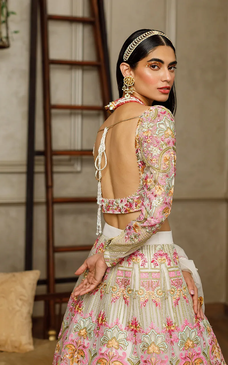 Organza Embroidered Blouse With Lehenga
