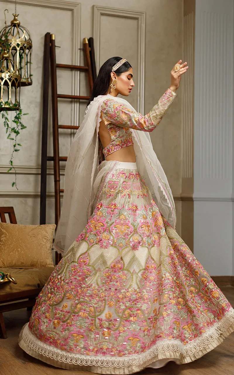 Organza Embroidered Blouse With Lehenga