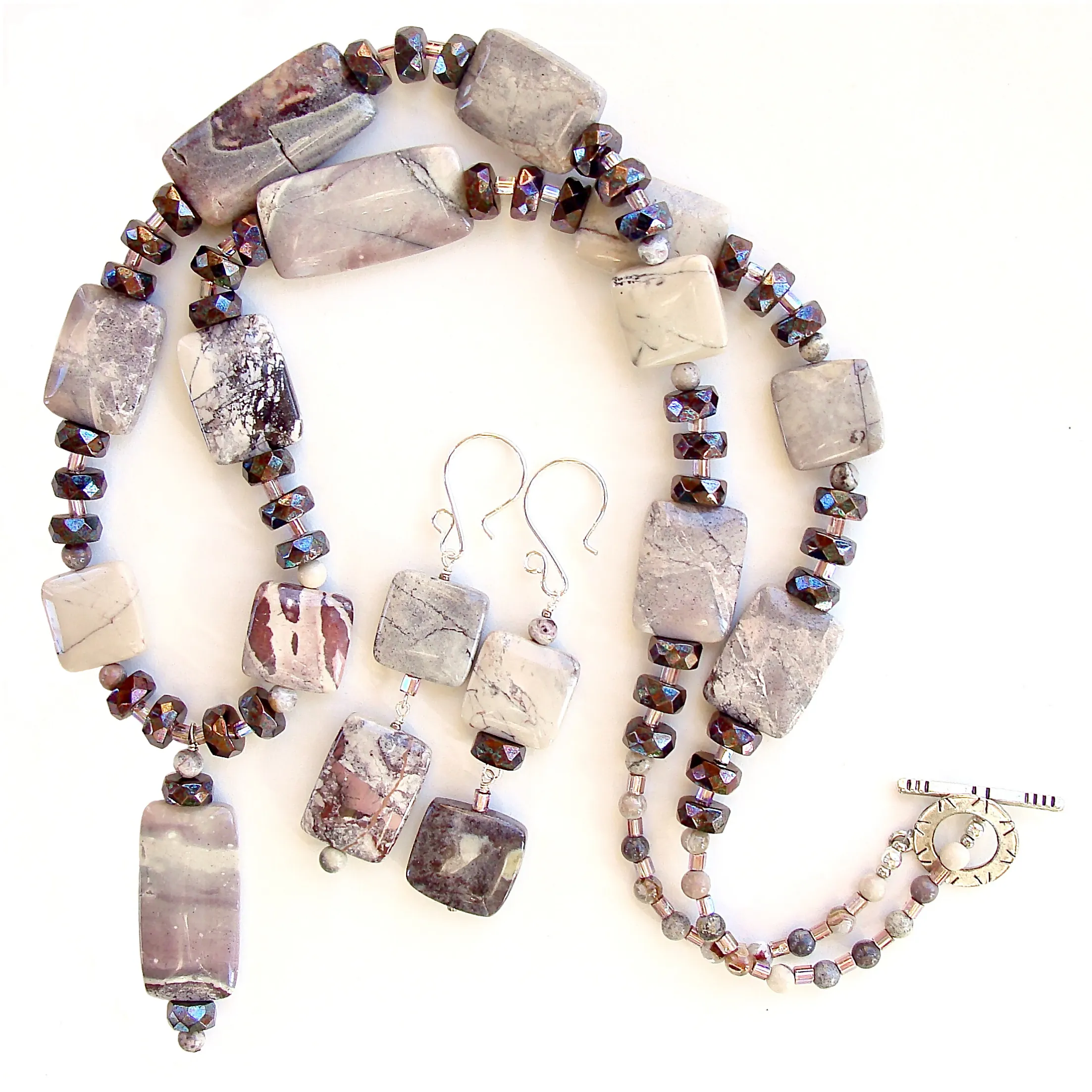 Origins: Long Beaded Necklace with Porcelain Jasper