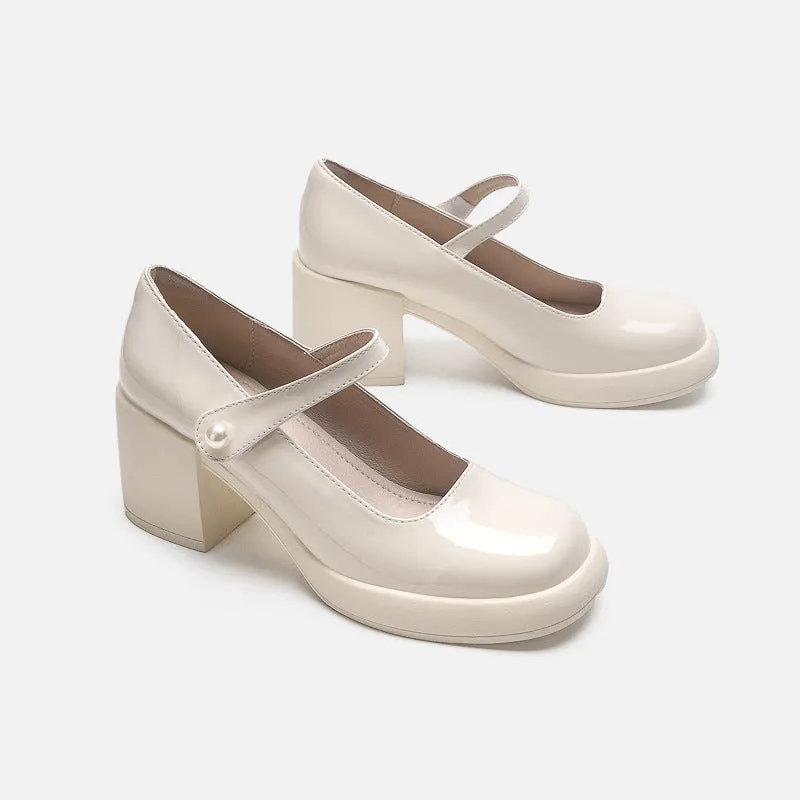 Pearls Vintage Style Mary Jane Heels Pumps