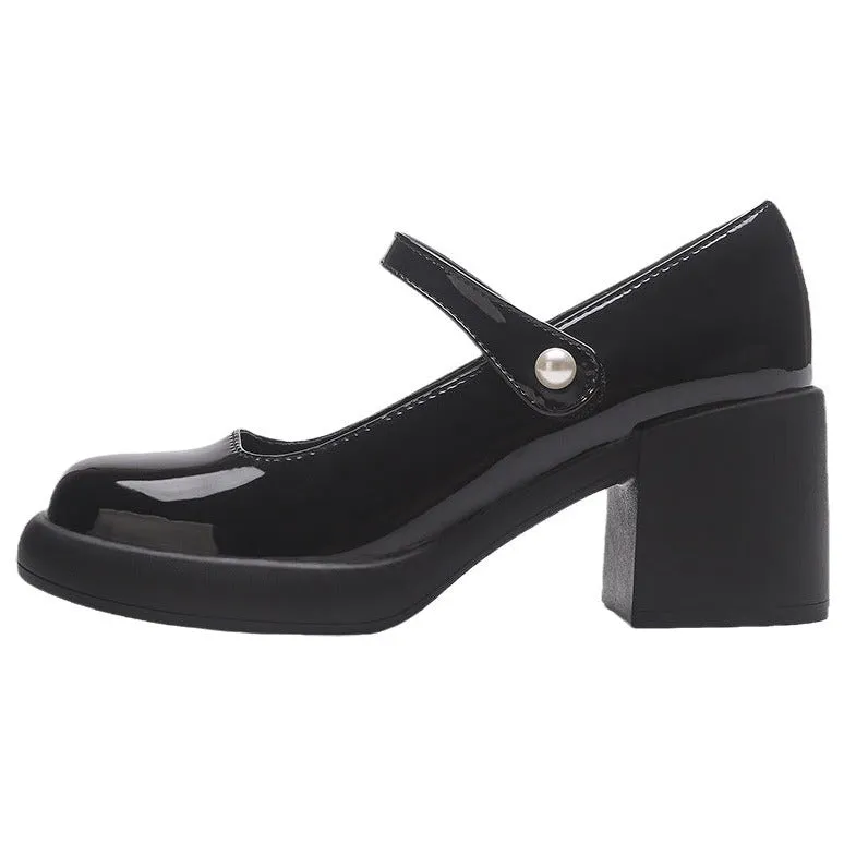 Pearls Vintage Style Mary Jane Heels Pumps