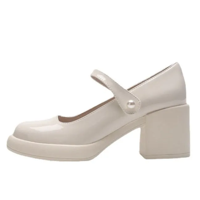 Pearls Vintage Style Mary Jane Heels Pumps