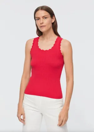 Rib Top Waves Neck Details Fushia