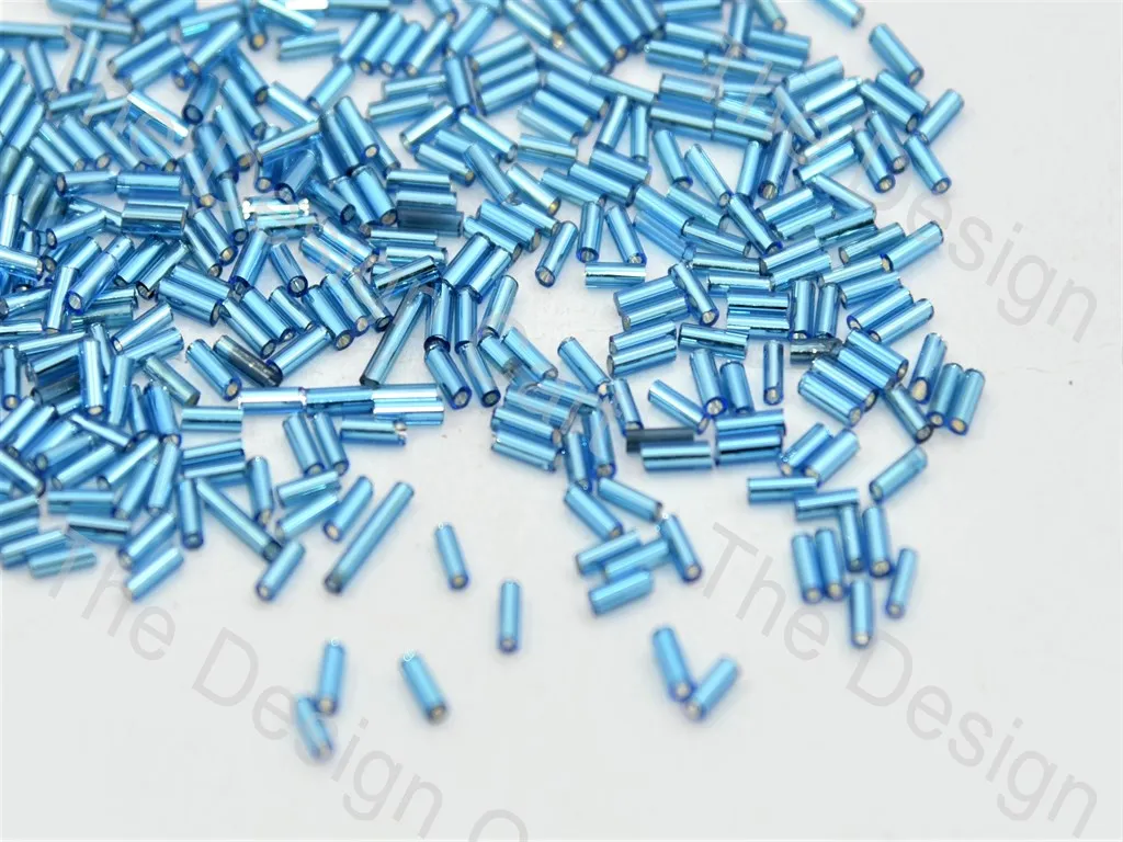 Sky Blue Transparent Luster Bugle / Pipe Beads