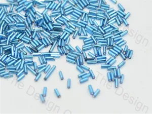 Sky Blue Transparent Luster Bugle / Pipe Beads