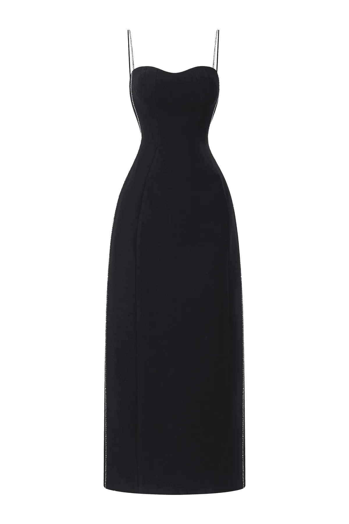 Sophia Straight Sweetheart Neck Crepe Midi Dress