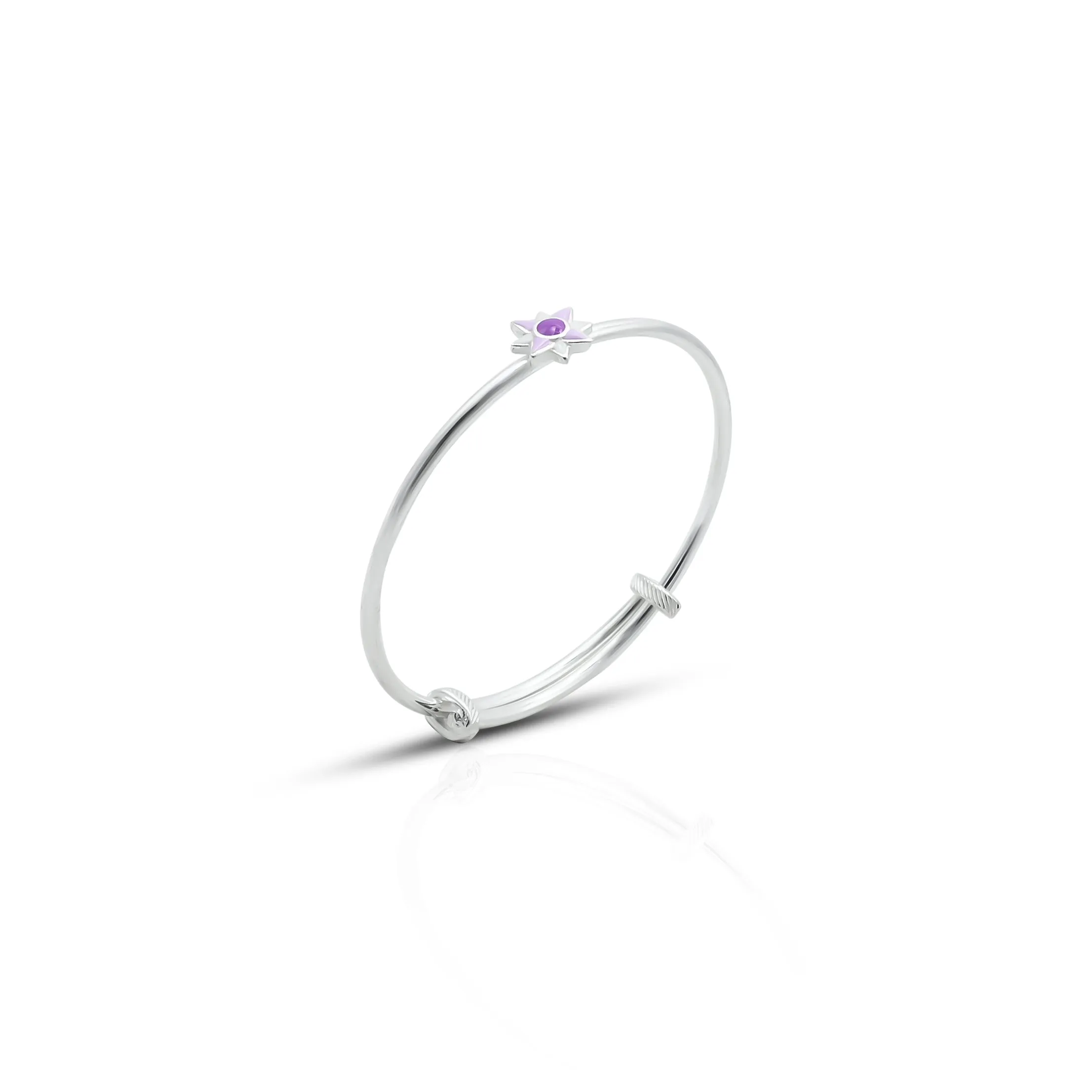 Sterling Silver Center Purple Flower Design Kada